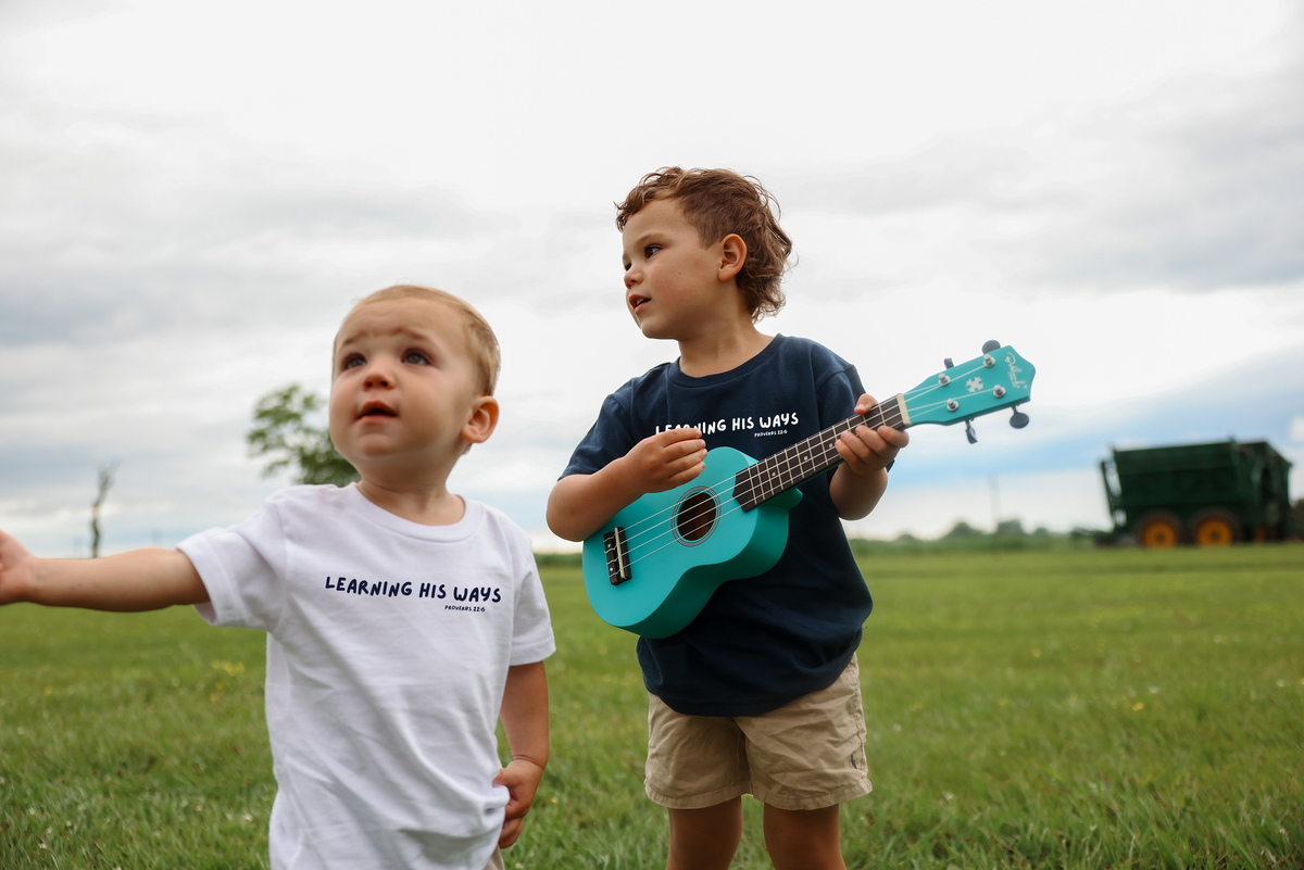 Learning His Ways Christian Boys T-Shirt | Proverbs 22:6 Matching Mother Son Tee